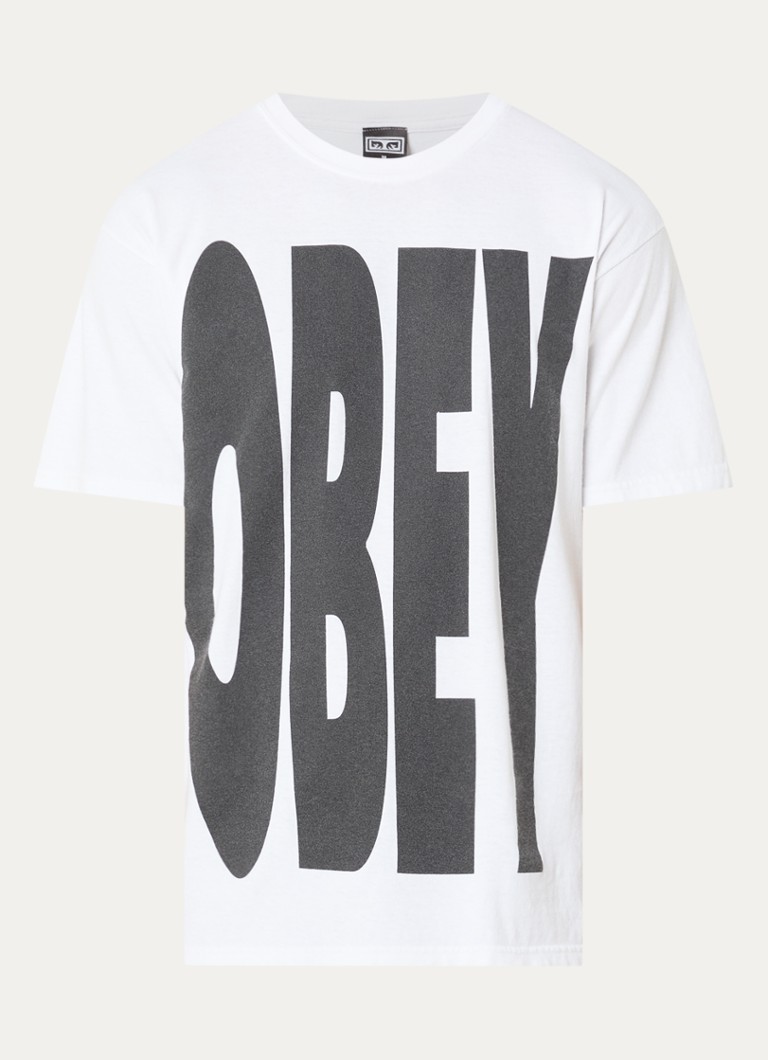 Obey Heren T-shirt met logoprint in de kleur Wit, maat: XL