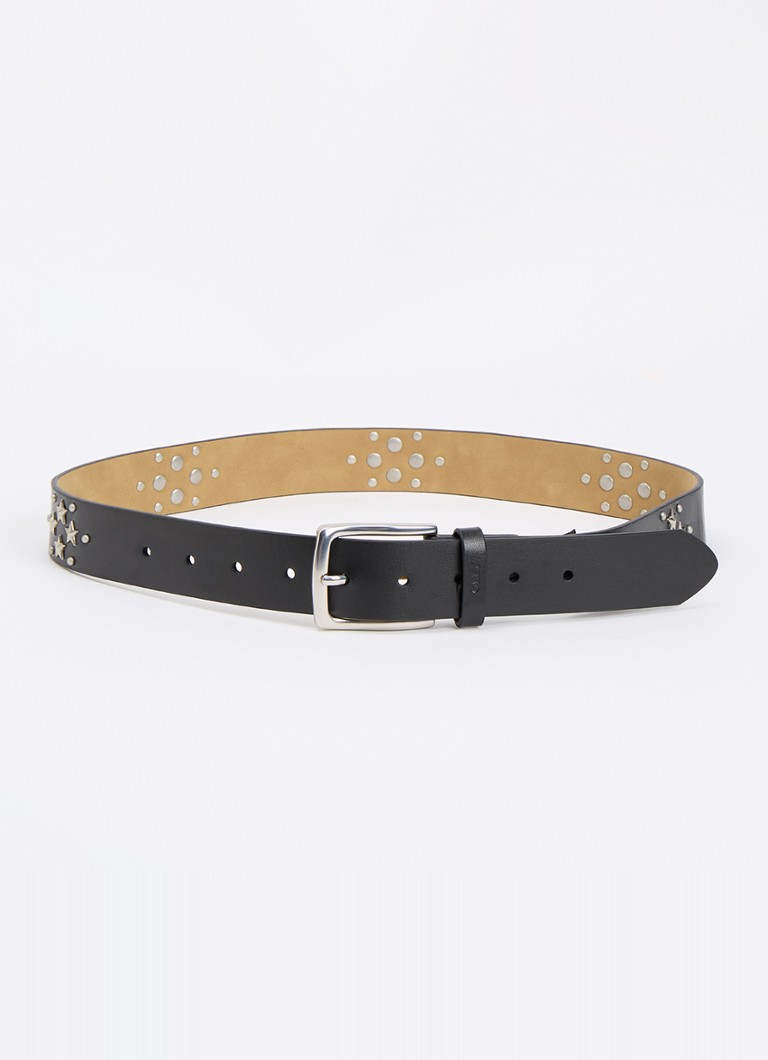 Obey Heren Riem van leer met studs in de kleur Zwart, maat: L/XL