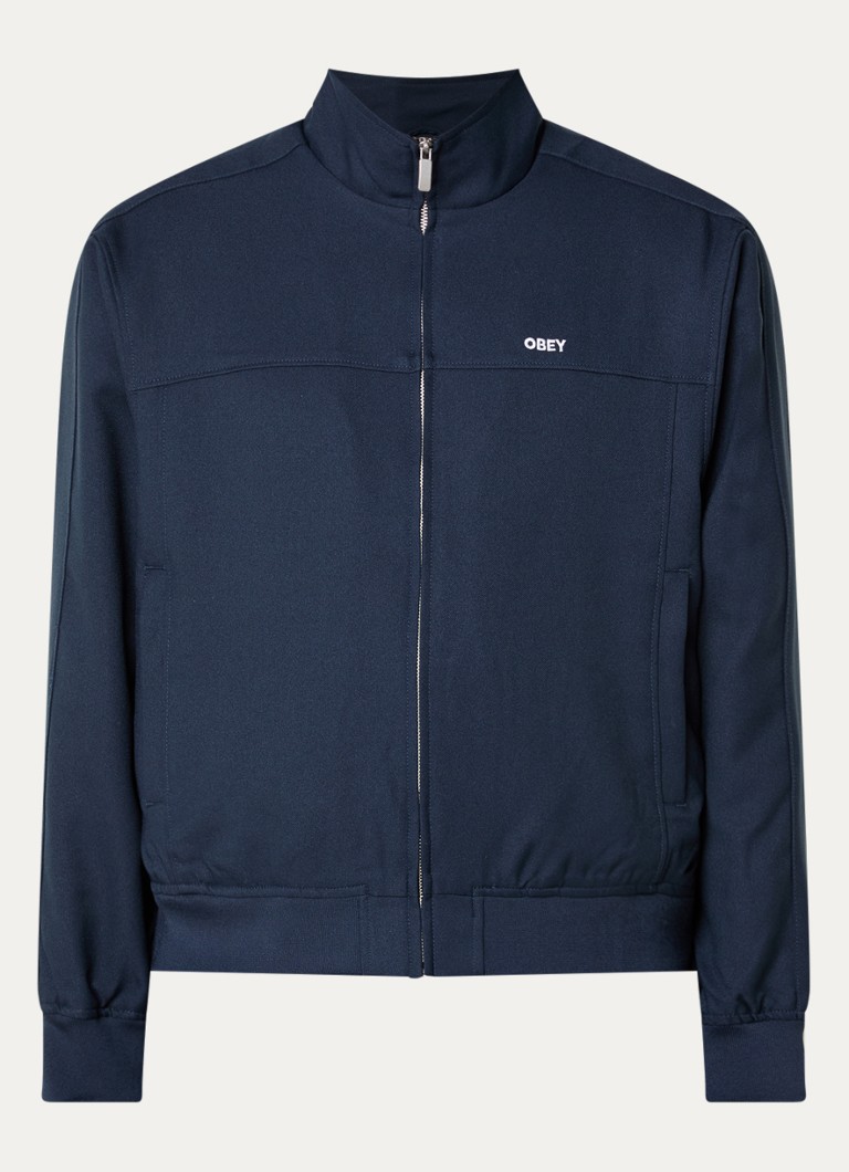 Obey Heren Jack met logo en ritszakken in de kleur Donkerblauw, maat: L