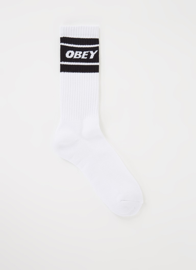 Obey Heren Cooper sokken met logo in de kleur Wit, maat: 1 size