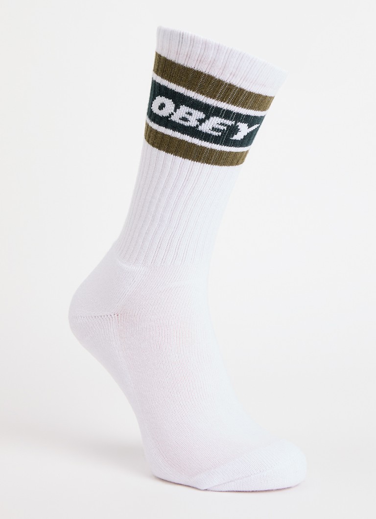 Obey Heren Cooper sokken met logo in de kleur Bronsgroen, maat: One Size