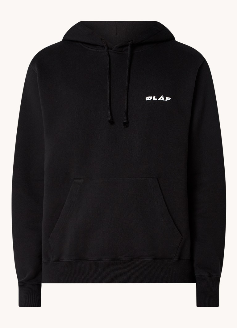 OLAF Heren Hoodie met logo in de kleur Zwart, maat: XS