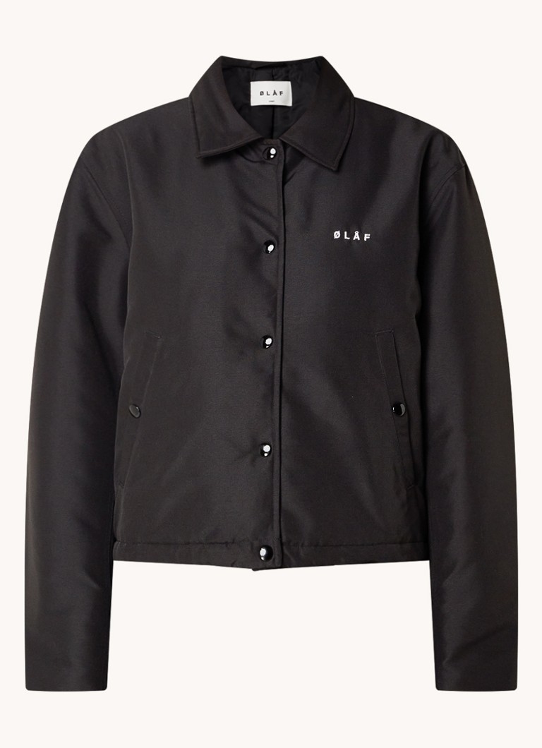 OLAF Dames Gewatteerd jack met logo en steekzakken in de kleur Zwart, maat: XS