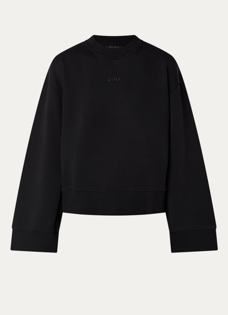 OLAF Dames Retro sweater met logoborduring in de kleur Zwart, maat: S