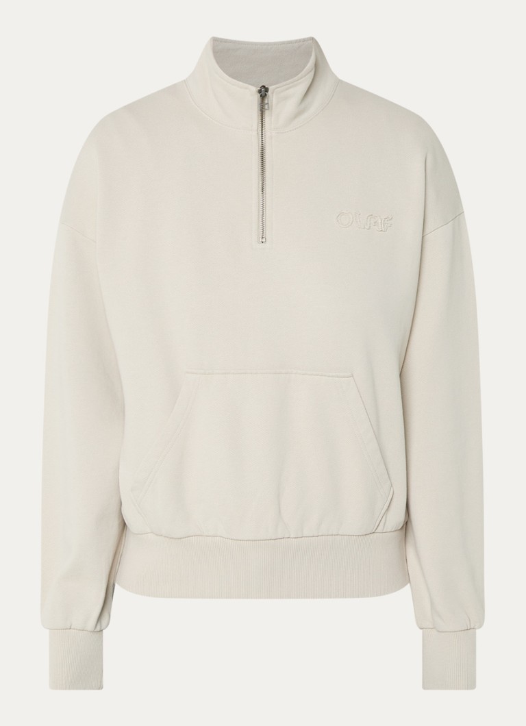 OLAF Dames Sweater met logoborduring in de kleur Beige, maat: M