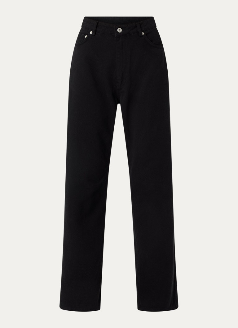 OLAF Dames High waist straight leg jeans met gekleurde wassing en steekzakken in de kleur Zwart, maat: L