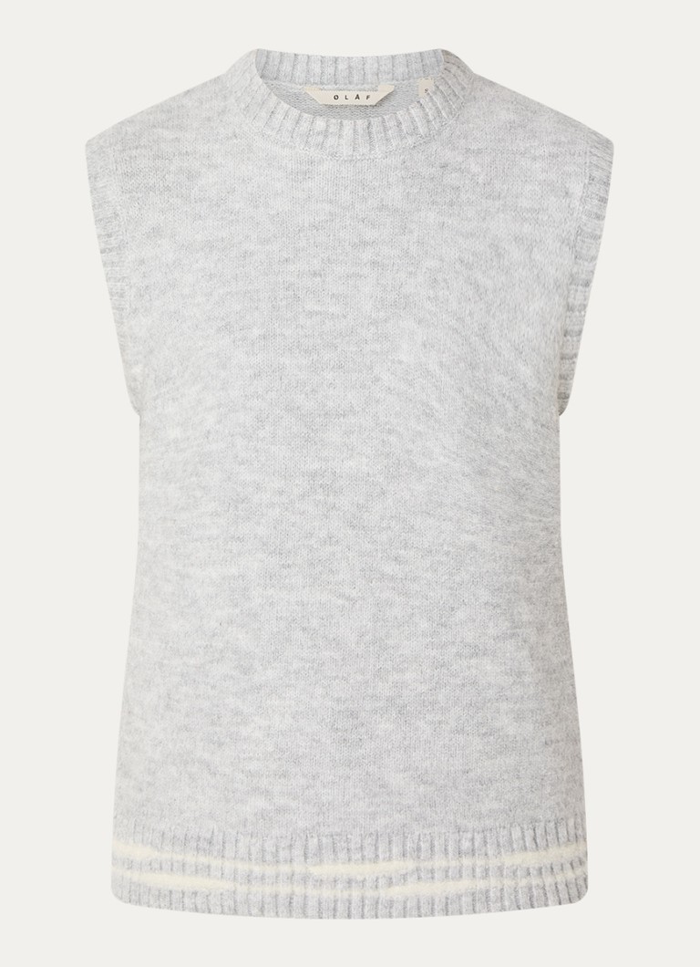 OLAF Dames Grofgebreide spencer met logo in de kleur Grijs, maat: XS