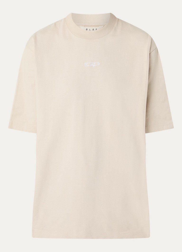 OLAF Dames T-shirt met logo in de kleur Beige, maat: XS