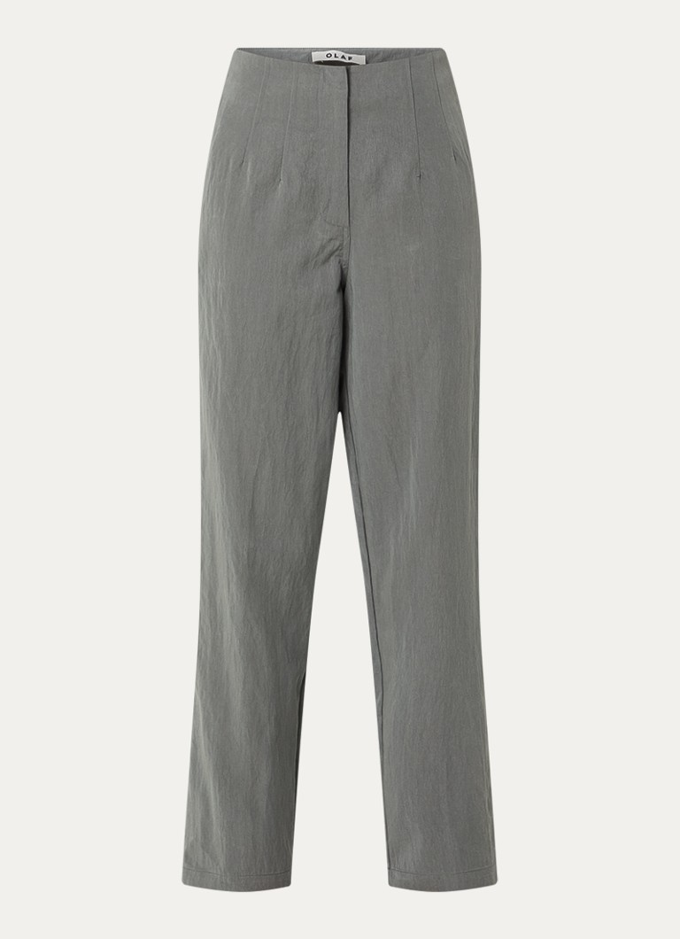 OLAF Dames High waist loose fit pantalon met steekzakken in de kleur Grijs, maat: M