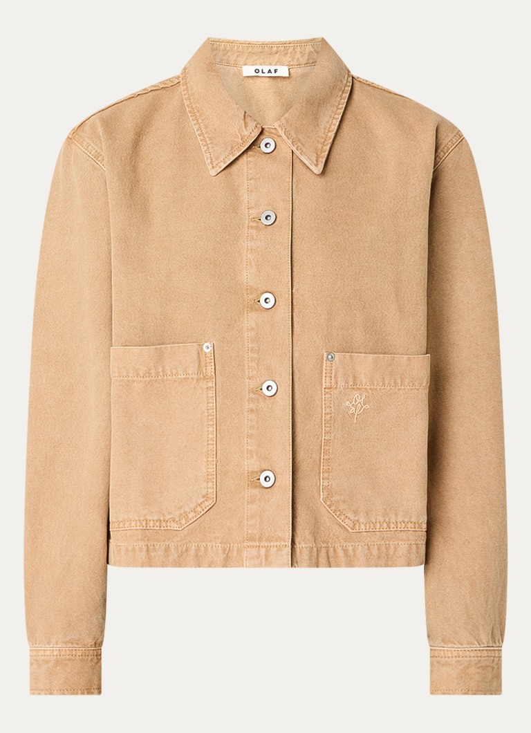 OLAF Dames Barn jack met logoborduring in de kleur Camel, maat: L