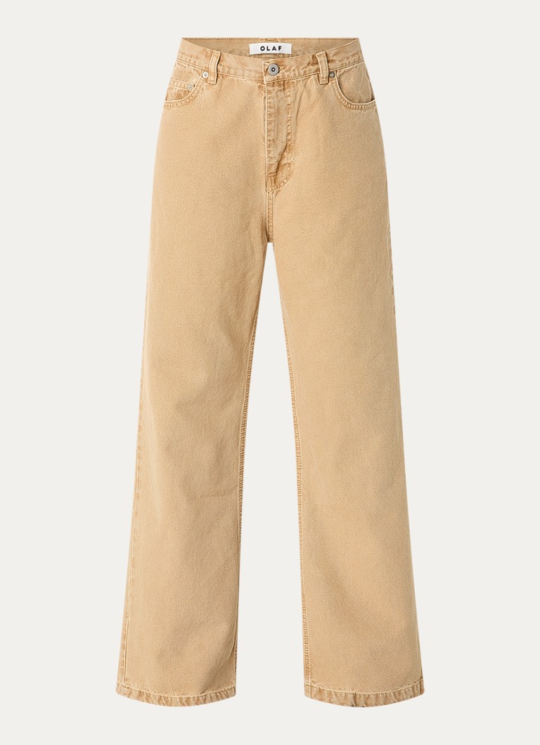 OLAF Dames High waist straight leg jeans met gekleurde wassing in de kleur Camel, maat: S