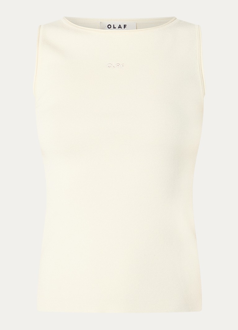 OLAF Dames Tanktop met logoborduring in de kleur Gebroken wit, maat: S