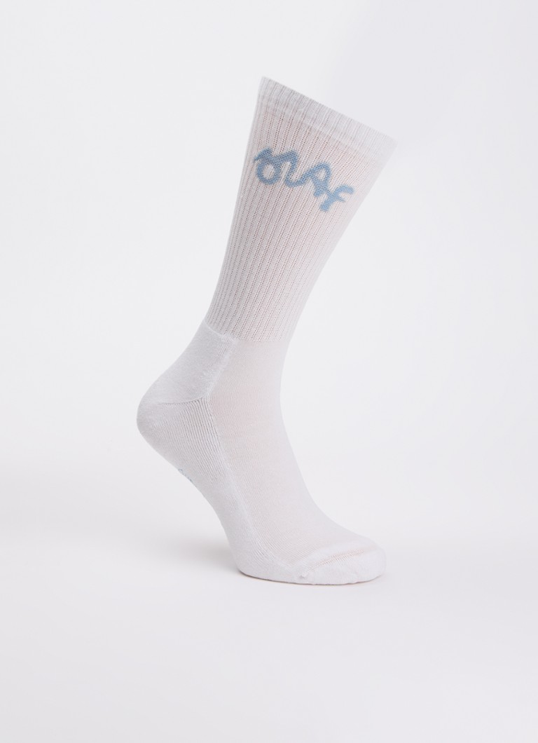 OLAF Dames Signature sportsokken in katoenblend met logo in de kleur Wit, maat: One Size