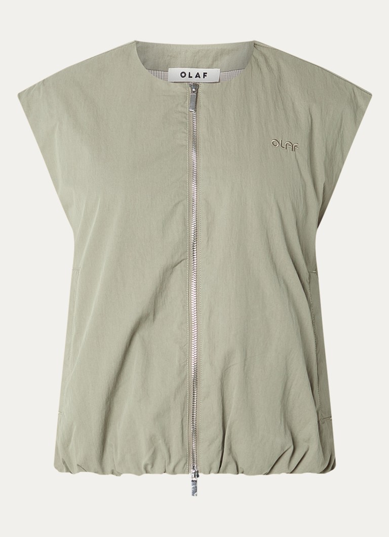 OLAF Dames Gilet met logo en steekzakken in de kleur Khaki, maat: L