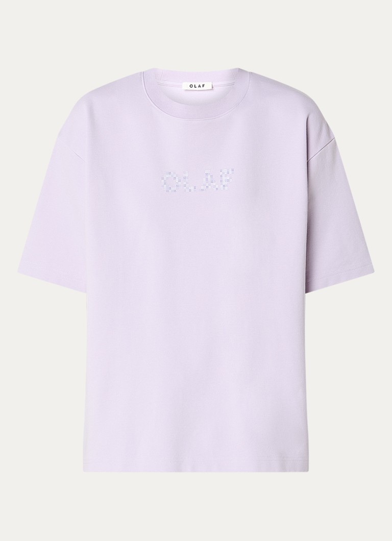 OLAF Dames T-shirt met logoprint in de kleur Lila, maat: M