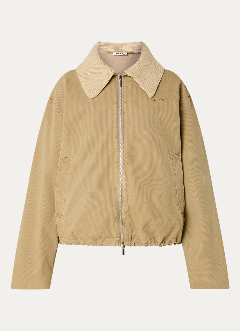 OLAF Dames Jack met steekzakken en afneembare gebreide kraag in de kleur Camel, maat: XS