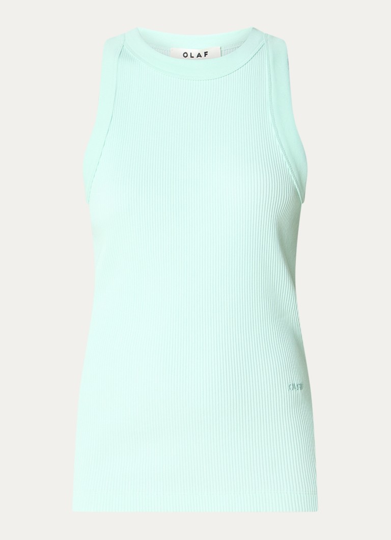 OLAF Dames Ribgebreide tanktop in de kleur Lichtblauw, maat: M