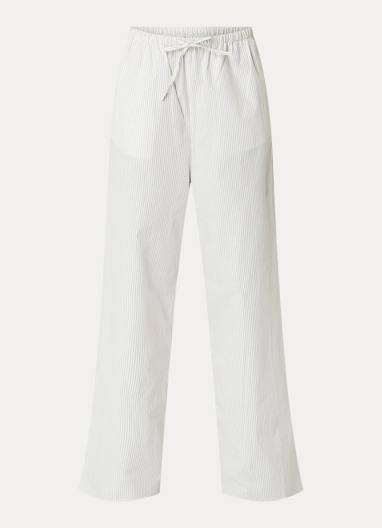 OLAF Dames Mid waist straight fit broek met streepprint in de kleur Wit, maat: M