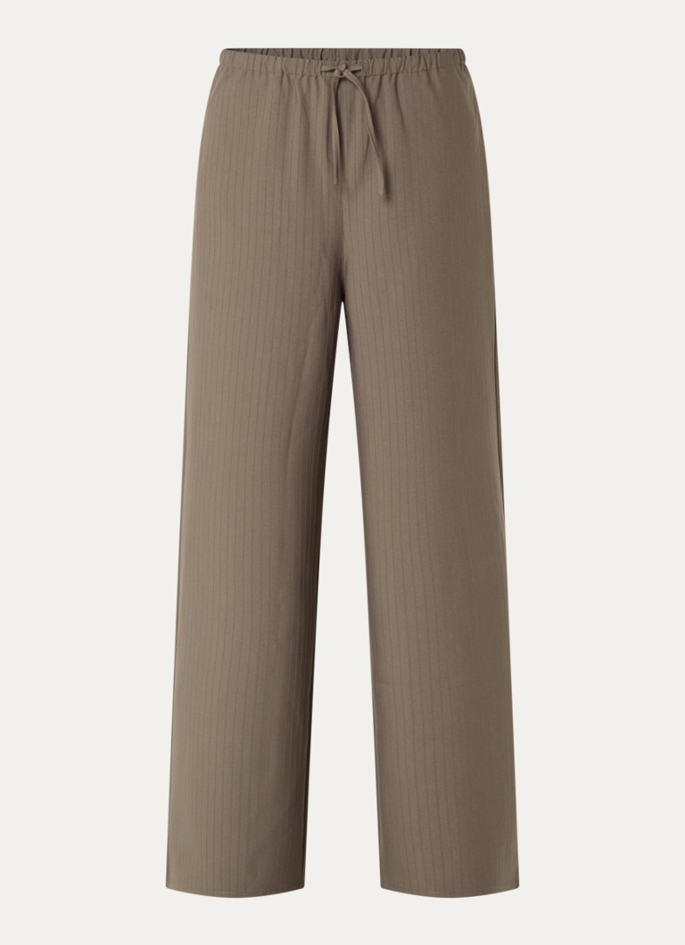 OLAF Dames High waist wide fit pantalon met structuur in de kleur Zand, maat: L