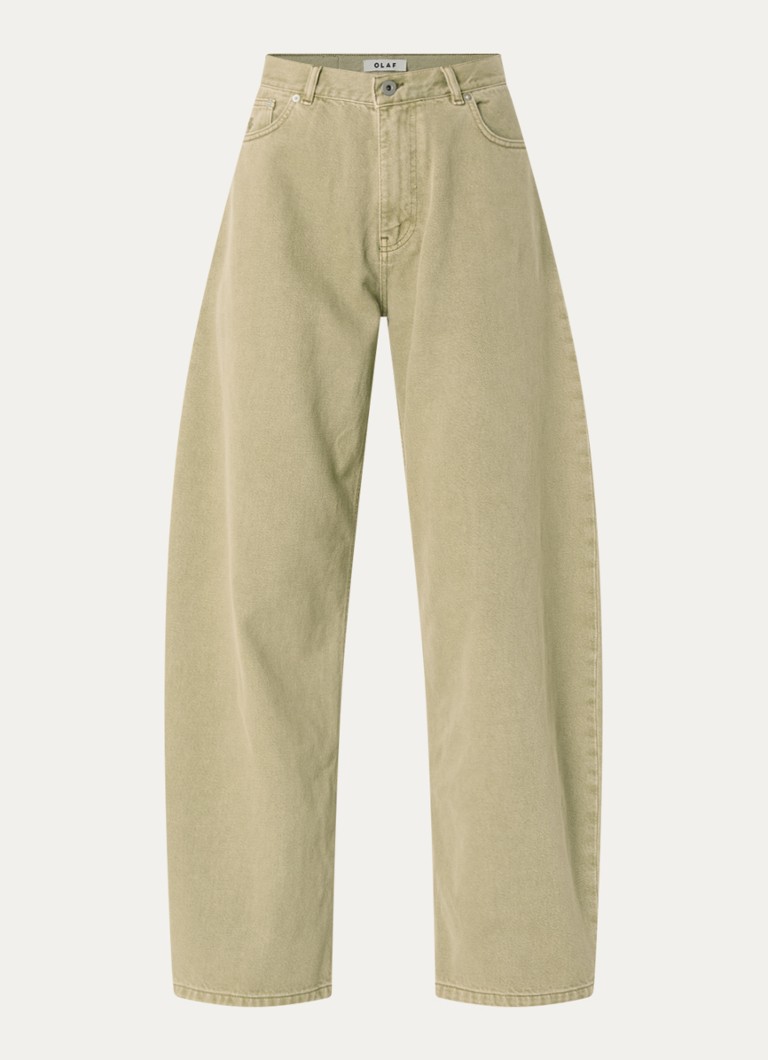 OLAF Dames High waist wide leg jeans met gekleurde wassing in de kleur Beige, maat: S