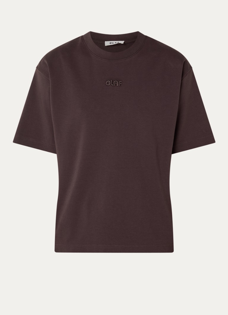 OLAF Dames T-shirt met logo in de kleur Bruin, maat: XS
