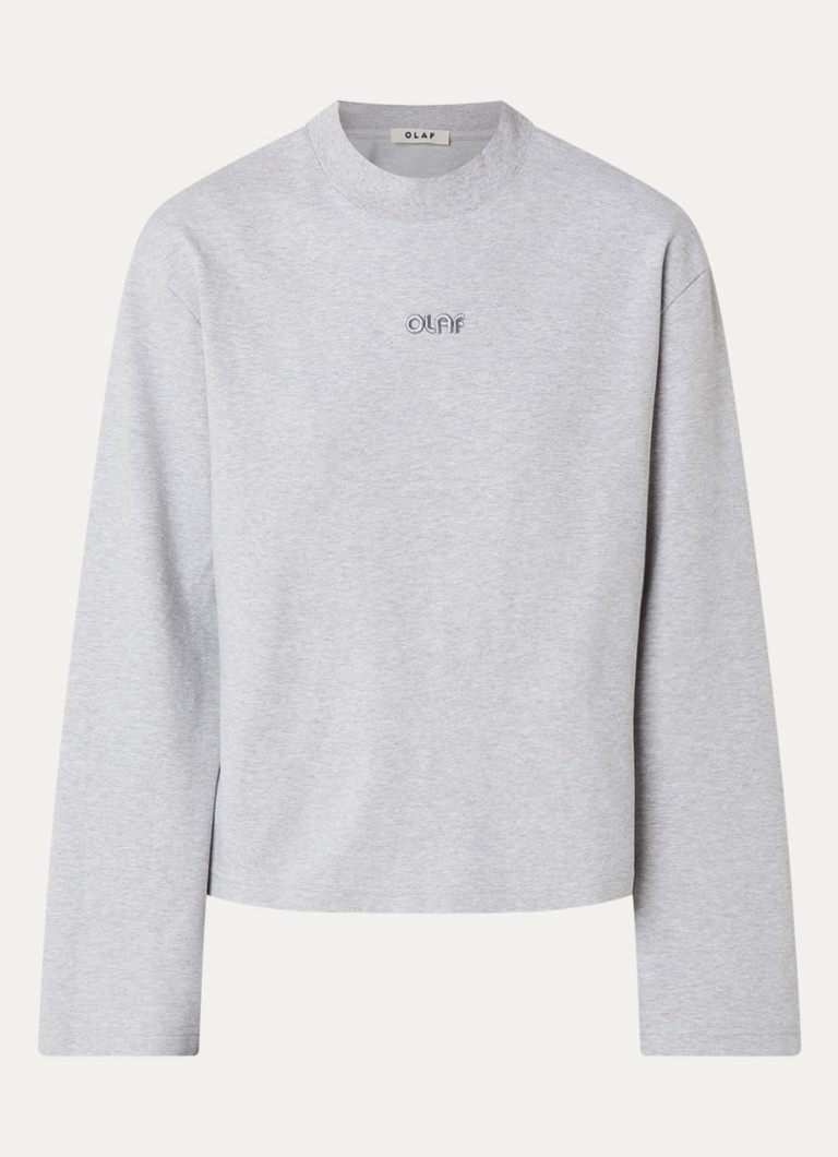 OLAF Dames Sweater met logo in de kleur Grijsmele, maat: L