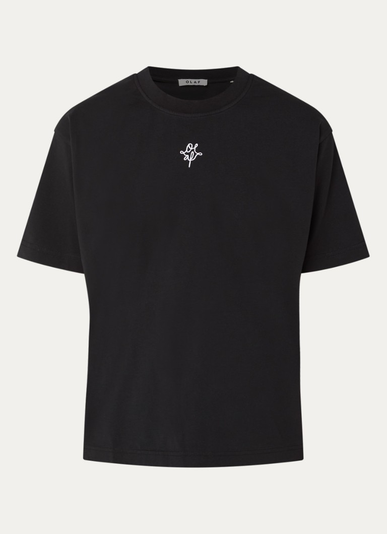 OLAF Dames T-shirt met logoborduring in de kleur Zwart, maat: M