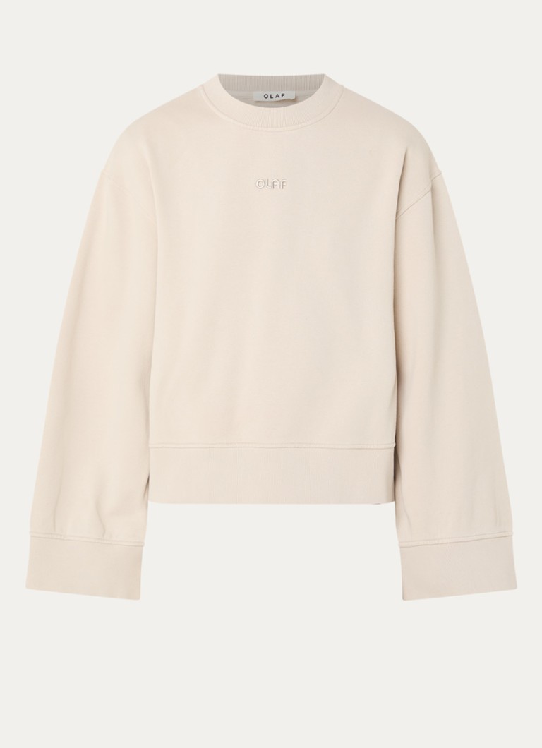 OLAF Dames Sweater met logoborduring in de kleur Beige, maat: XS
