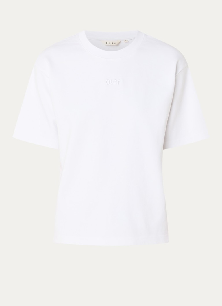 OLAF Dames T-shirt met logoborduring in de kleur Wit, maat: L