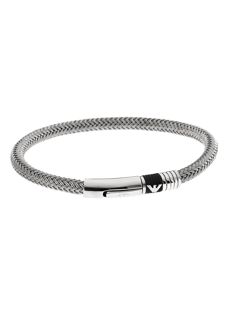 Armani Heren Armband met logo EGS1623040 in de kleur Zilver