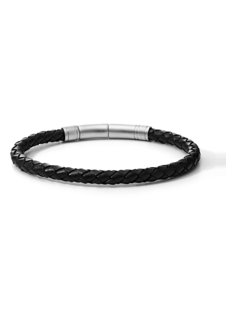 Fossil Heren Wikkelarmband van gevlochten leer JF00510797 in de kleur Zwart