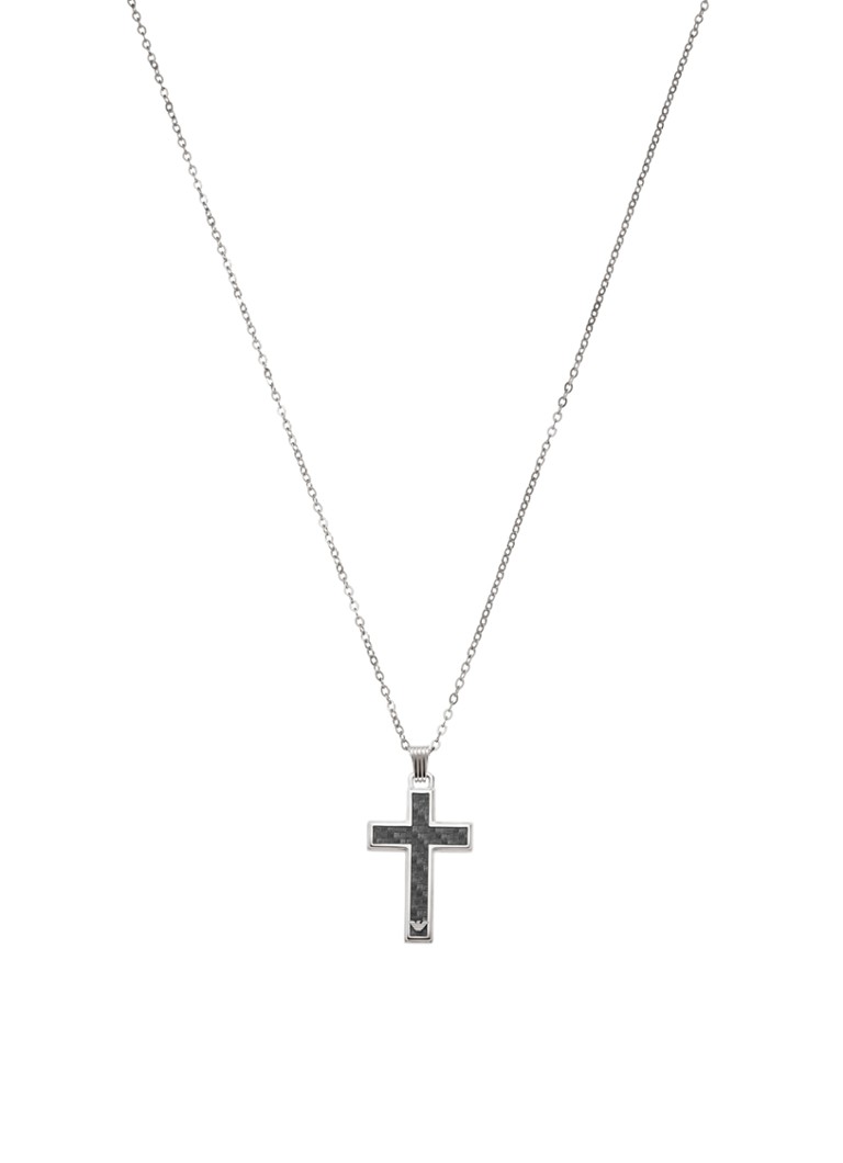 Armani Heren Ketting met hanger EGS1705040 in de kleur Zilver