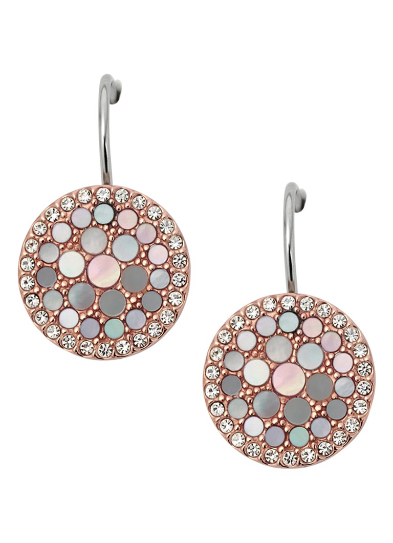 Fossil Dames Oorhangers met parelmoer JF01737791 in de kleur Roségoud