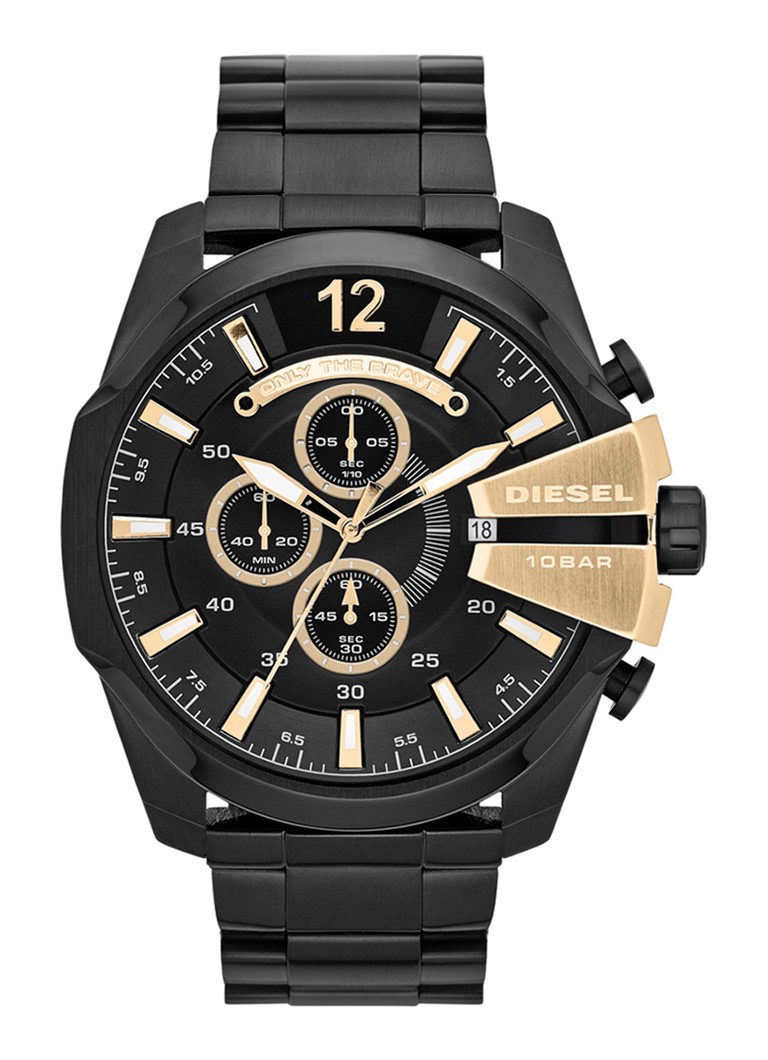 Diesel Heren Horloge Mega Chief DZ4338 in de kleur Zwart