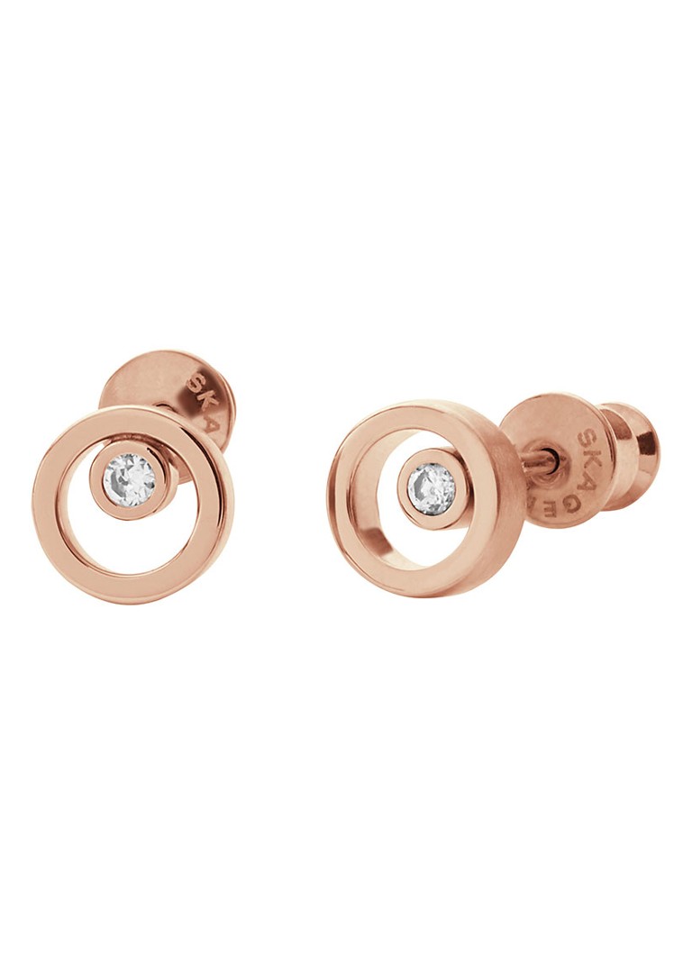 Skagen Dames Oorknopjes met steen in de kleur Goud