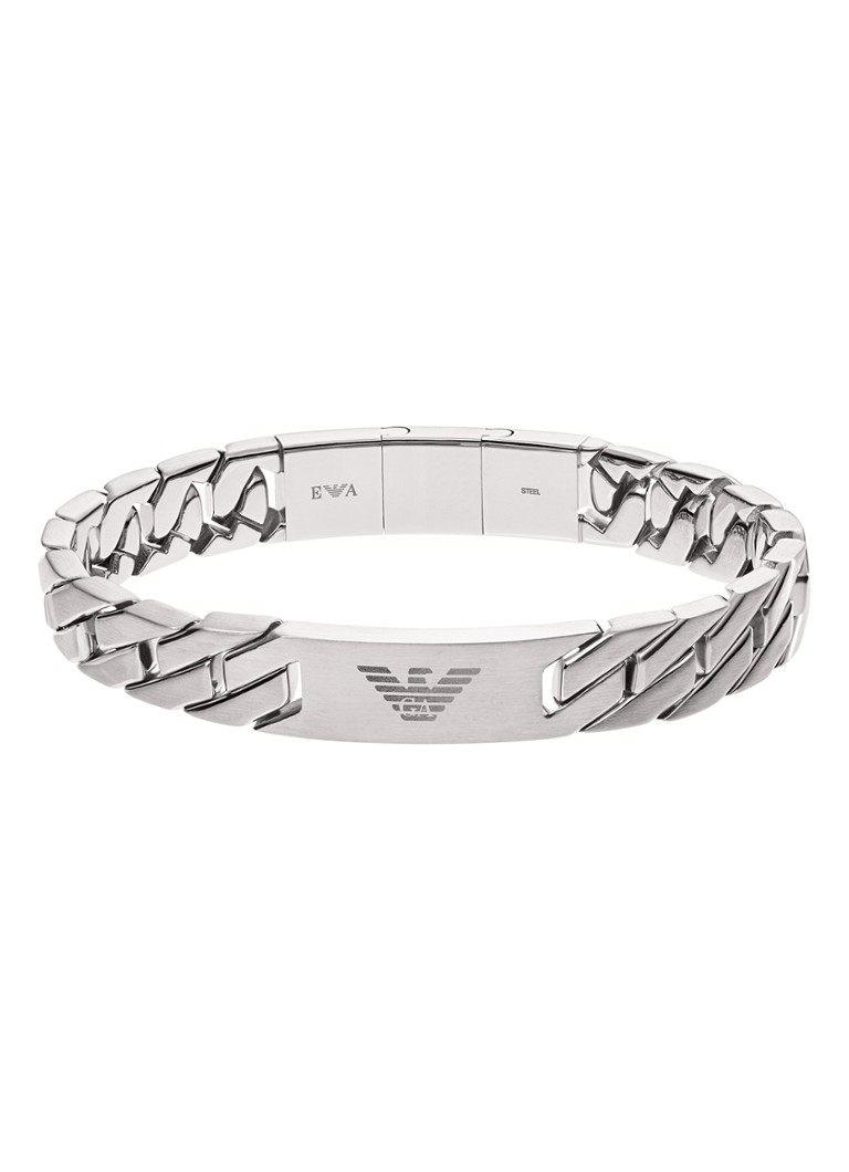 Armani Heren Armband met logo EGS2435040 in de kleur Zilver