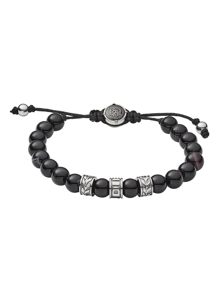 Diesel Heren Kralenarmband met halfedelsteen DX1101040 in de kleur Zwart