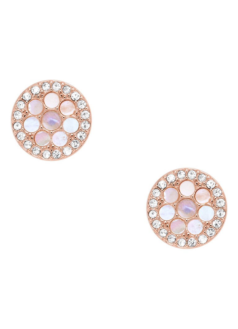 Fossil Dames Oorstekers met parelmoer JF02906791 in de kleur Roségoud