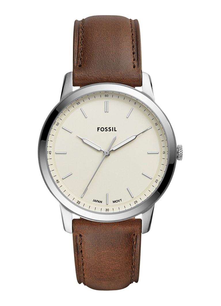 Fossil Heren The Minimalist 3H horloge FS5439 in de kleur Zilver