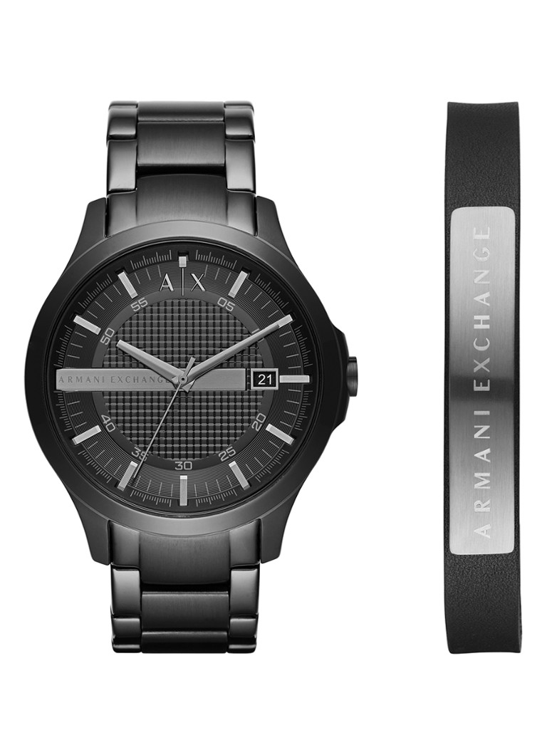 Armani Heren Cadeauset horloge en armband AX7101 in de kleur Zwart