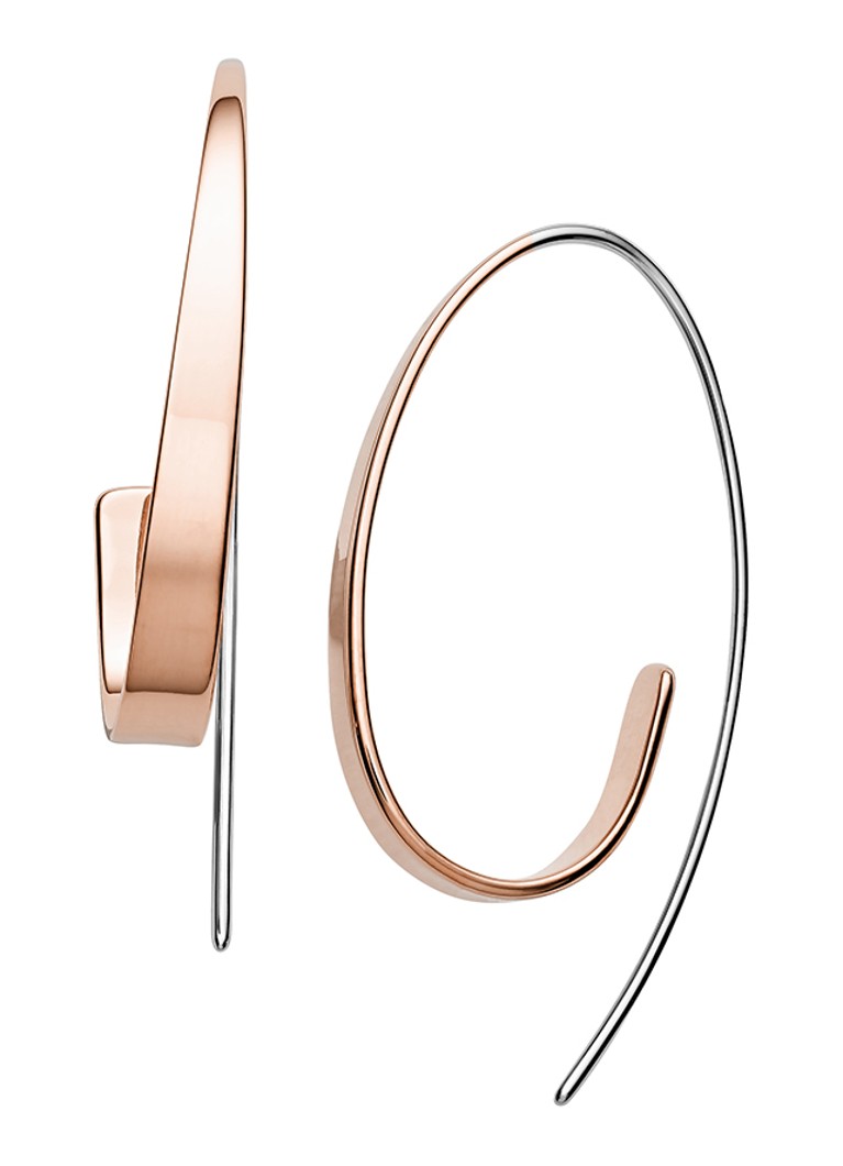 Skagen Dames Kariana oorhangers tweekleurig SKJ1213998 in de kleur Roségoud