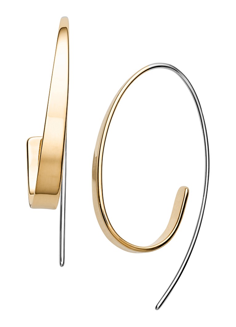 Skagen Dames Kariana oorhangers tweekleurig in de kleur Goud