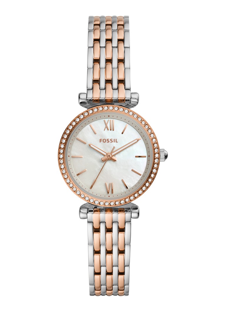 Fossil Dames Carlie Mini horloge ES4649 in de kleur Roségoud