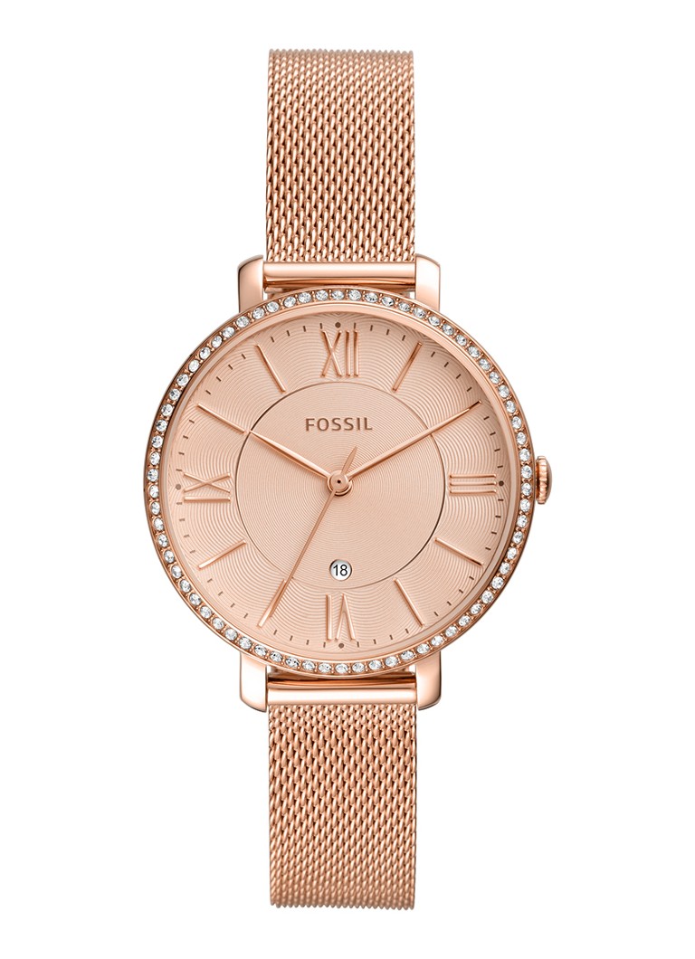 Fossil Dames Jacqueline horloge ES4628 in de kleur Roségoud