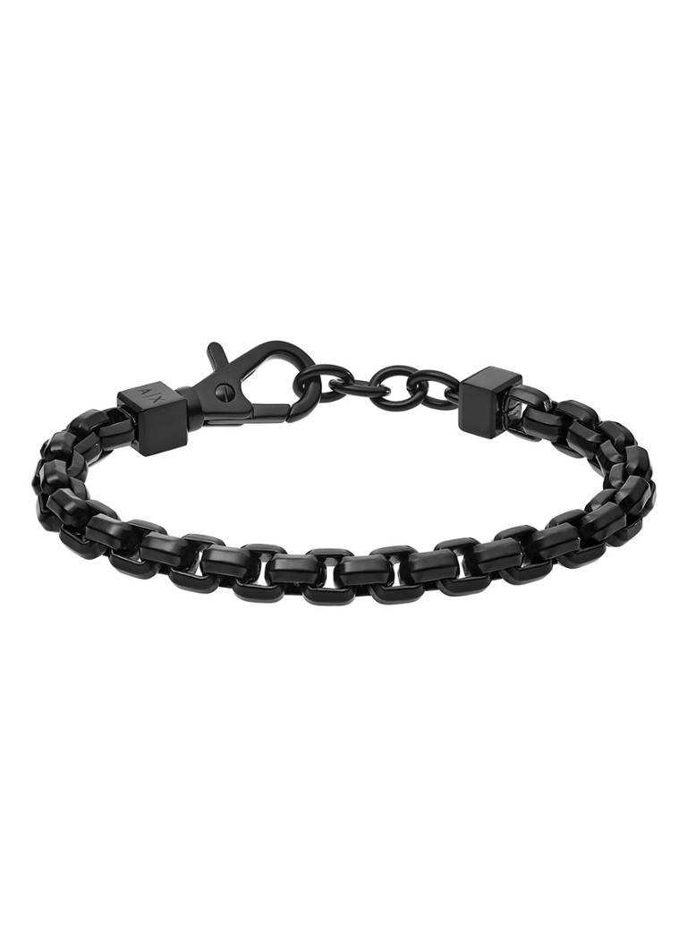 Armani Heren Schakelarmband met logo AXG0047001 in de kleur Zwart
