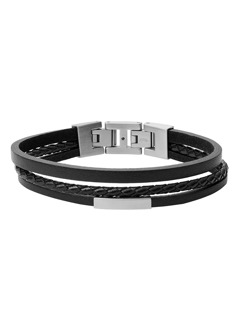 Fossil Heren Vintage Casual armband van leer JF03322040 in de kleur Zwart