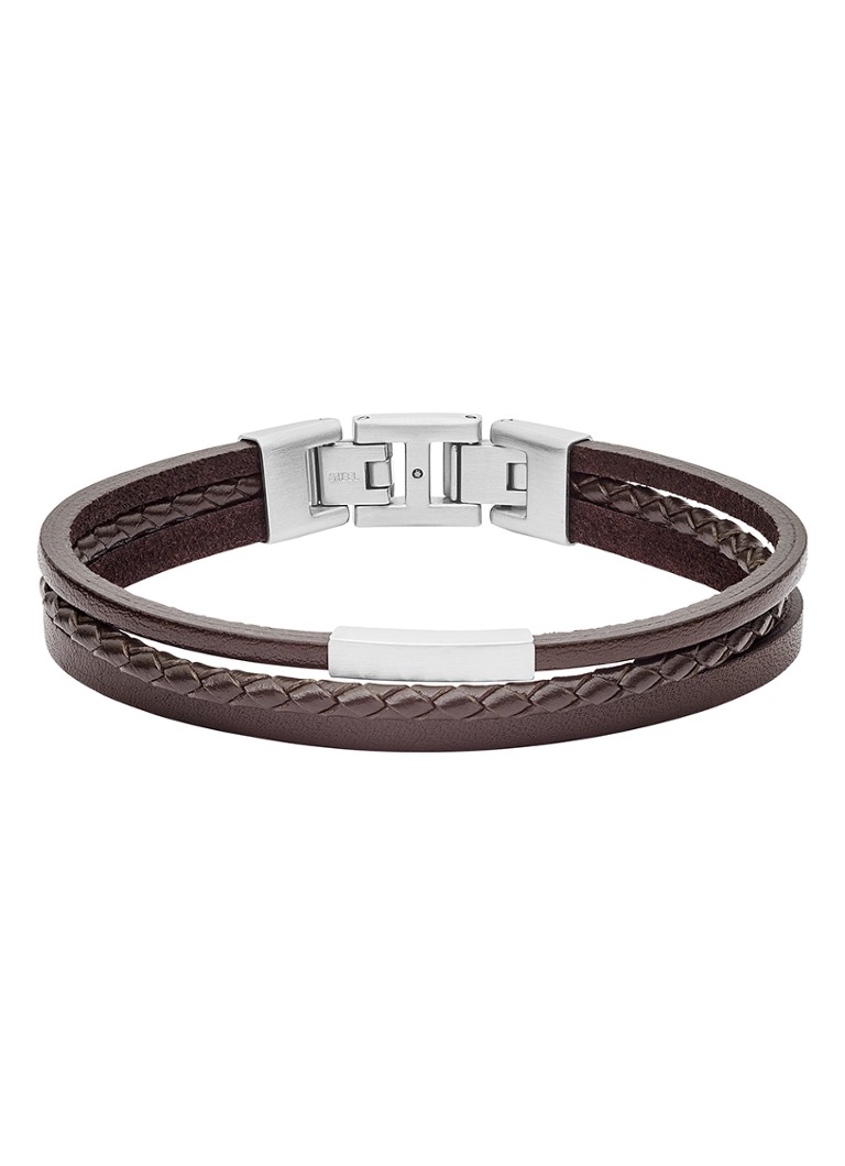 Fossil Heren Armband van leer JF03323040 in de kleur Bruin