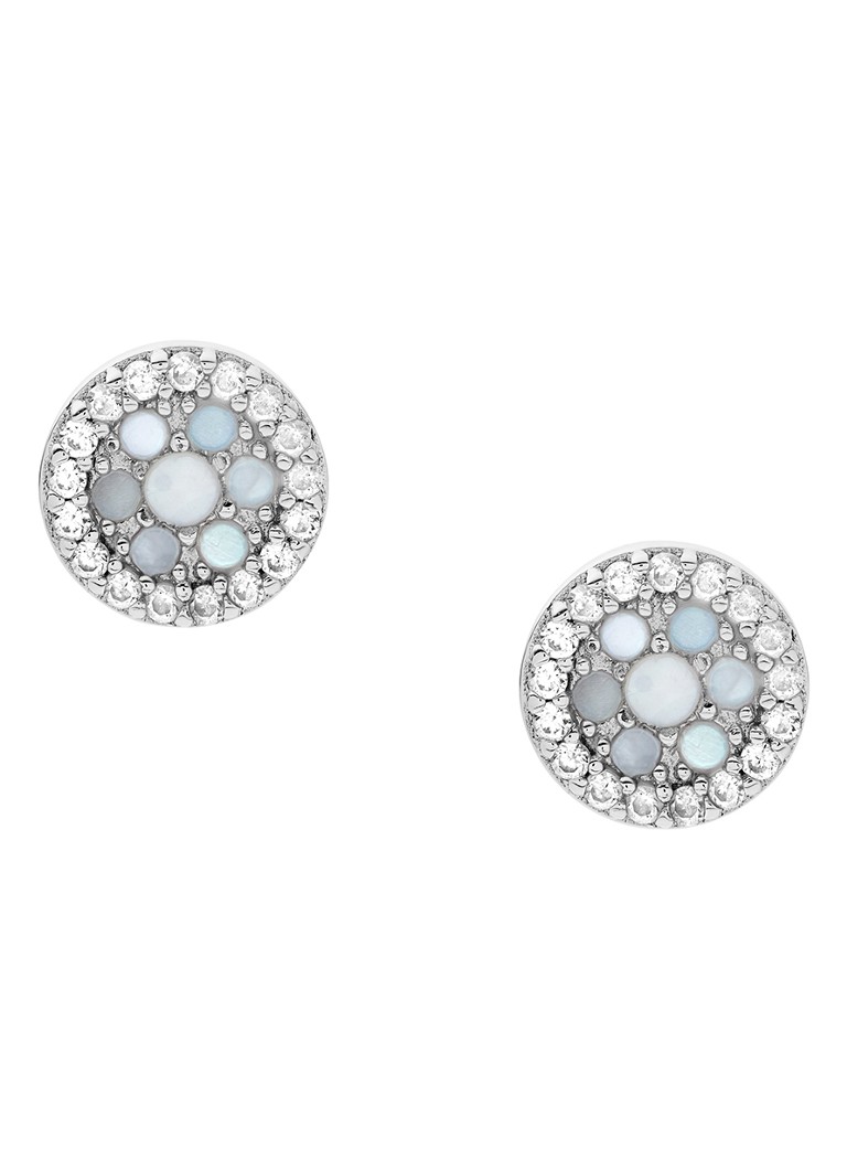 Fossil Dames Fossil Oorknopjes van sterling zilver met parelmoer JFS00518040 in de kleur Zilver