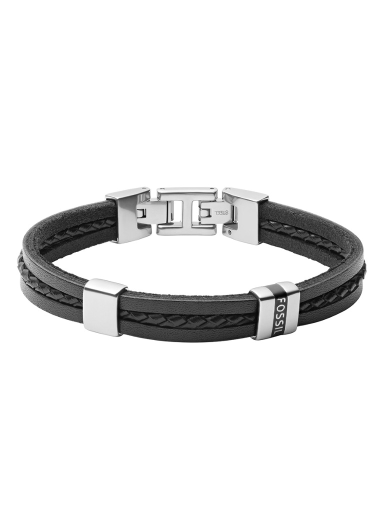 Fossil Heren Armband van leer JF03686040 in de kleur Zwart