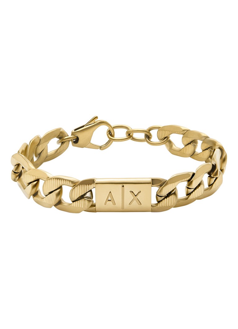 Armani Heren Classic schakelarmband met logo AXG0078710 in de kleur Goud